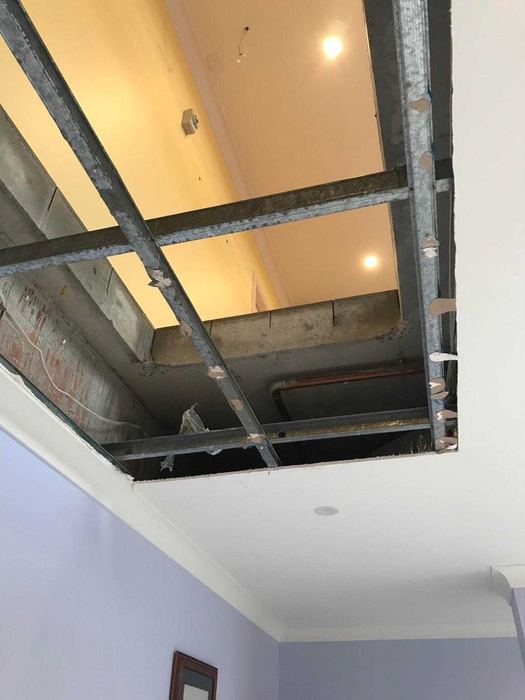 Slab opening with new steel framing